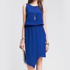 Banana Republic blue silk midi dress size OP XS S